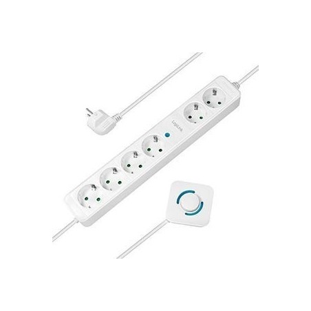 LogiLink Stikdåse 6-stik 16A Hvid 1.5m